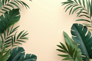 Fototapeta premium Tropical leaves in a lush, vibrant setting