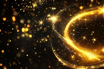 Sparkling Golden Stardust Trail Festive New Year's Eve Background Design
