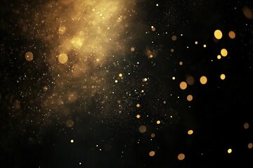 Sparkling Gold Dust Overlay Festive Bokeh Lights Background for Design