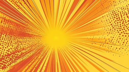 Obraz premium A comic book style burst of radiating vibrant orange and yellow