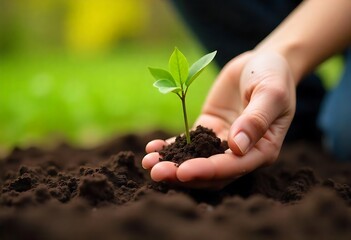 Generative AI The hopeful hand nurtures a delicate sprout growing towards a greener future