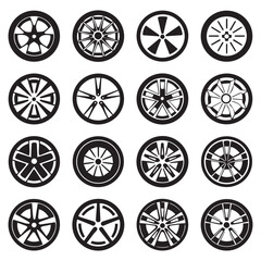 Collection of Black and White Car Wheel Designs