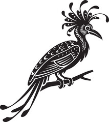 Exotic birds with elaborate plumage silhouette vector design