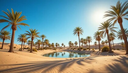 Obraz premium Desert Oasis with Date Palms