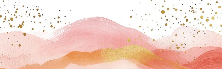 Fototapeta premium Soft pastel washes create a serene landscape filled with elegant pink tones and subtle golden accents