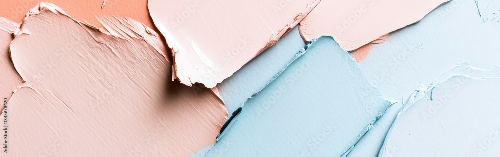 Poster exploring soft pencil strokes and torn pastel patches in a delicate color palette