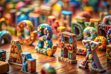 Fototapeta premium Miniature Alphabet Letters, Tilt-Shift Photography, Creative Typography