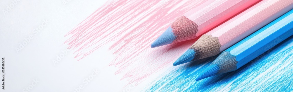 Poster colorful pencils lying on a soft pencil strokes background create a vibrant contrast in artistic exp