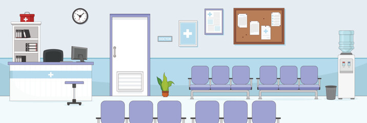 Cute and nice design of Doctor Waiting Room and interior objects vector design
