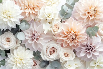 Pastel flowers and greenery arrangement