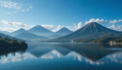 Guatemalan Lake Volcanoes View