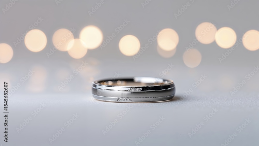 Poster elegant wedding band on display with soft bokeh lights in the background during a romantic evening s