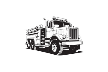Vintage Fire Truck Silhouette Vector