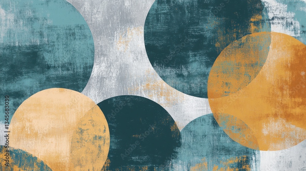 Poster Overlapping circles in muted pencil strokes create a unique abstract composition showcasing geometric design and color