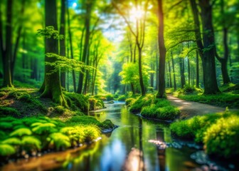 Obraz premium Miniature Fairy Tale Forest: Enchanting Tilt-Shift Landscape