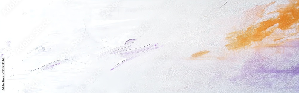 Aufkleber minimalist white canvas with subtle brush strokes of orange and purple creates a serene artistic exp