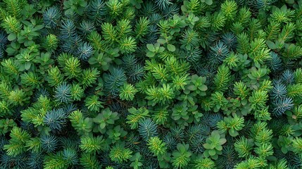 Lush Green Foliage Texture: Close-up Photography of Diverse Spring Plants AI Generated