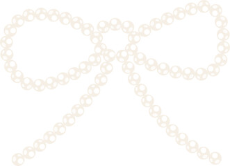 Coquette bow pearl bead chain decorative illustration