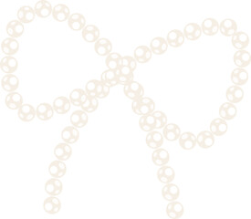 Coquette bow pearl bead chain decorative illustration