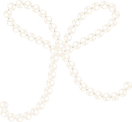 Coquette bow pearl bead chain decorative illustration