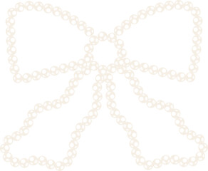 Coquette bow pearl bead chain decorative illustration