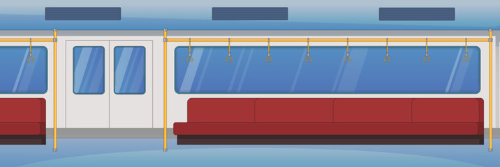 Cute and nice design of Subway train with furniture and interior objects vector design