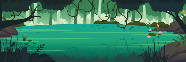 Cute and nice design of Swamp and interior objects vector design