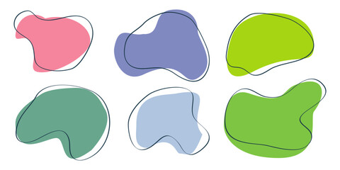 Modern liquid irregular blob shape abstract element with line. Random blotch, organic blob shape, stone silhouette, Ink stain. flat style design fluid vector illustration