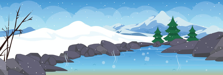 Cute and nice design of Hot spring interior objects vector design