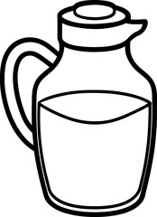 Black and White Outline of a Pitcher, Jug, or Decanter with Handle and Spout