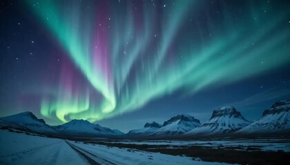 Naklejka premium Icelandic Northern Lights Display