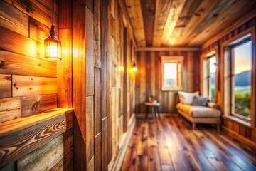 Miniature Wooden Wall Interior Design, Tilt-Shift Photography