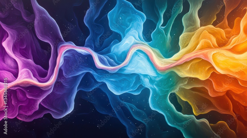 Poster particle energy field and plasma colorful plasma swirling and interacting, creating a sense of power