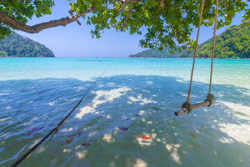 Obraz premium Surin Islands National Park (Moo Koh Surin) one of the most beautiful tourist and snorkeling destinations in Thailand. Enjoy crystal clear water and famous white sand beaches. Located in Phang Nga 