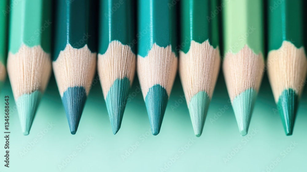 Aufkleber elegant pencil strokes create a gradient from muted green to vibrant shades displaying artistic pote