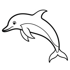 Dolphin black and white silhouette Vector Design.