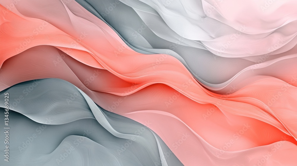 Poster elegant backdrop featuring soft pencil strokes in coral and gray hues with flowing textures