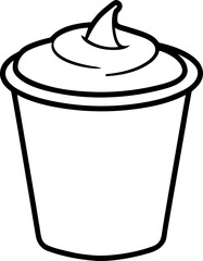 Cup of Creamy Dessert Icon, Black Outline on White, Simple Line Drawing, Ice Cream, Pudding