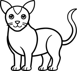 Cute Cartoon Cat Outline for Coloring Books and Kids, Minimalist Feline Character, Simple Animal Design