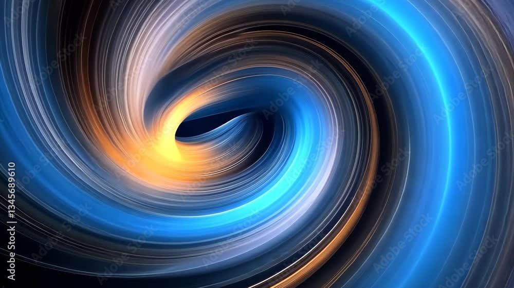 Poster mesmerizing swirl of blue and orange light creates dynamic abstract pattern, evoking cosmic motion a