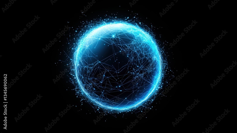Poster globe global connectivity and networking earth with glowing lines and dots, representing global inte