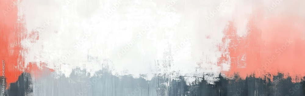 Poster elegant coral and gray abstract artwork with large color fields enhancing contemporary decor