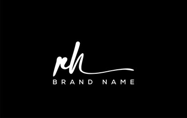 RH letter beauty handwriting vector logo.