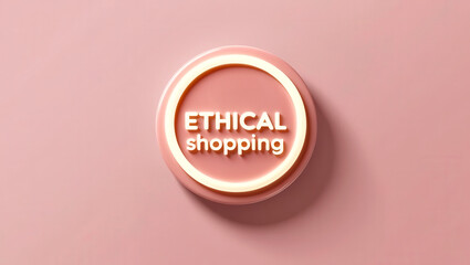 ESG 3D concept. Ethical shopping sign on a pink background.