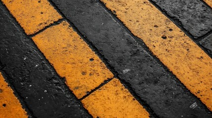 Fototapeta premium Diagonal Yellow and Black Asphalt Texture Road