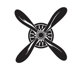 Obraz premium Vintage Airplane Propeller Design, Airplane Propeller Icon Design, propeller icon with white background.
