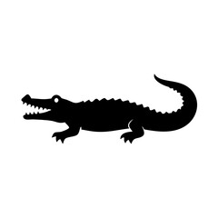 vector illustration of black crocodile icon in white backgrourd