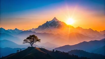 Minimalist Hindu Kush Mountains: Dawn Serenity Stock Photo