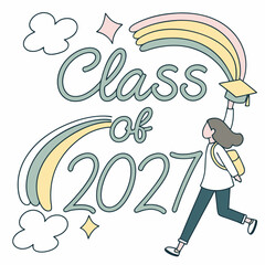 Vibrant Class of 2027 Hand-Drawn T