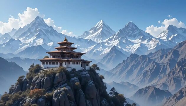 Nepal Himalayas Monastery View